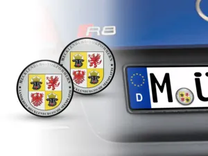 TÜV Plakette Landkreis Mecklenburgische Seenplatte Nummernschild plakette